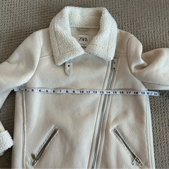 Zara Off-White Shearling Jacket coat - Picture 8 of 10